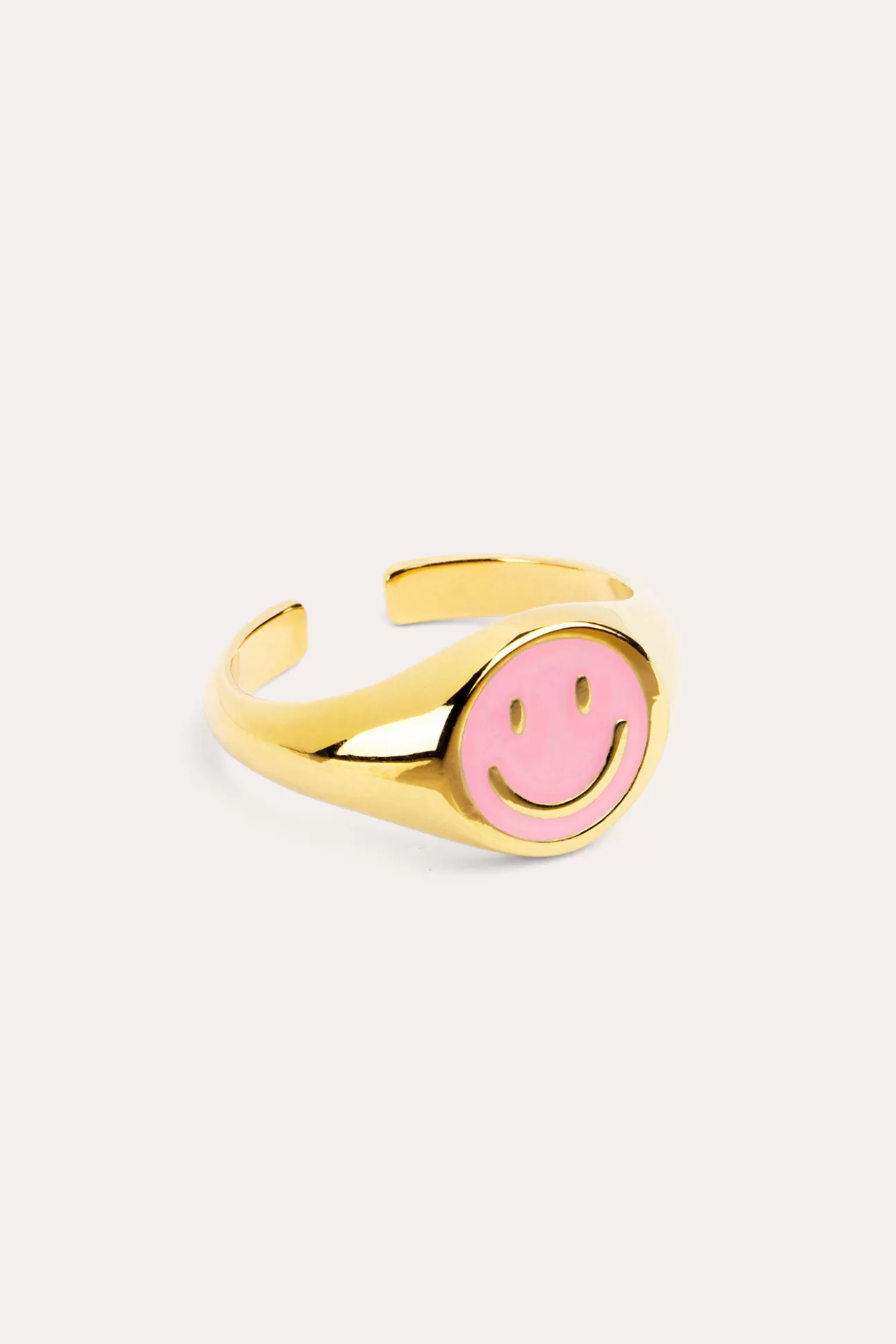 Cheap Anillo Smiley Rose Enamel Baño Oro Mujer Bisutería