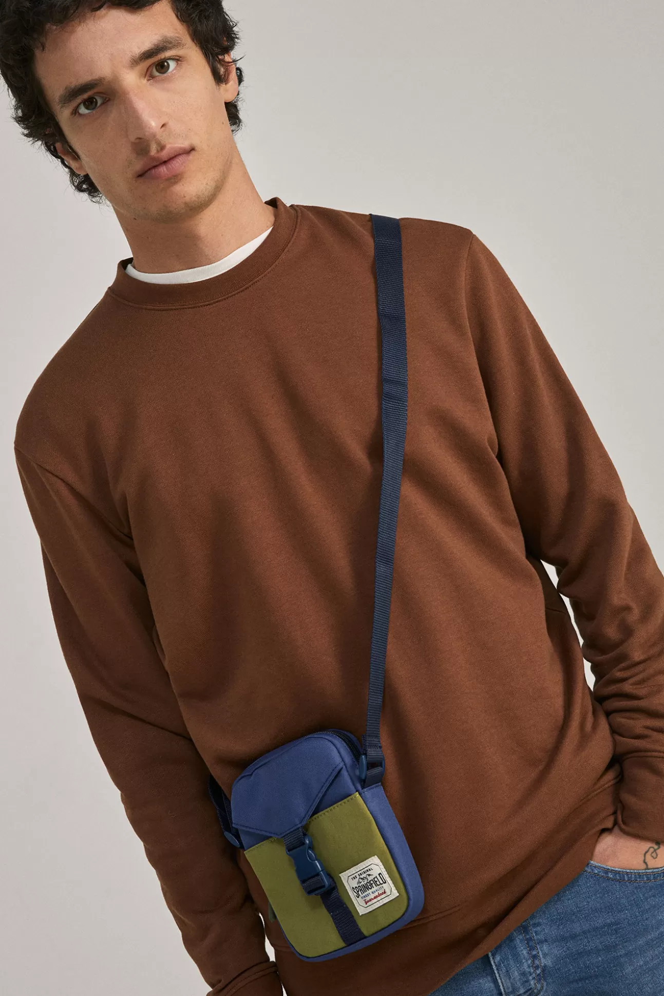 Clearance Bolso Cruzado Pequeno Bicolor Hombre Mochilas Y Bolsos