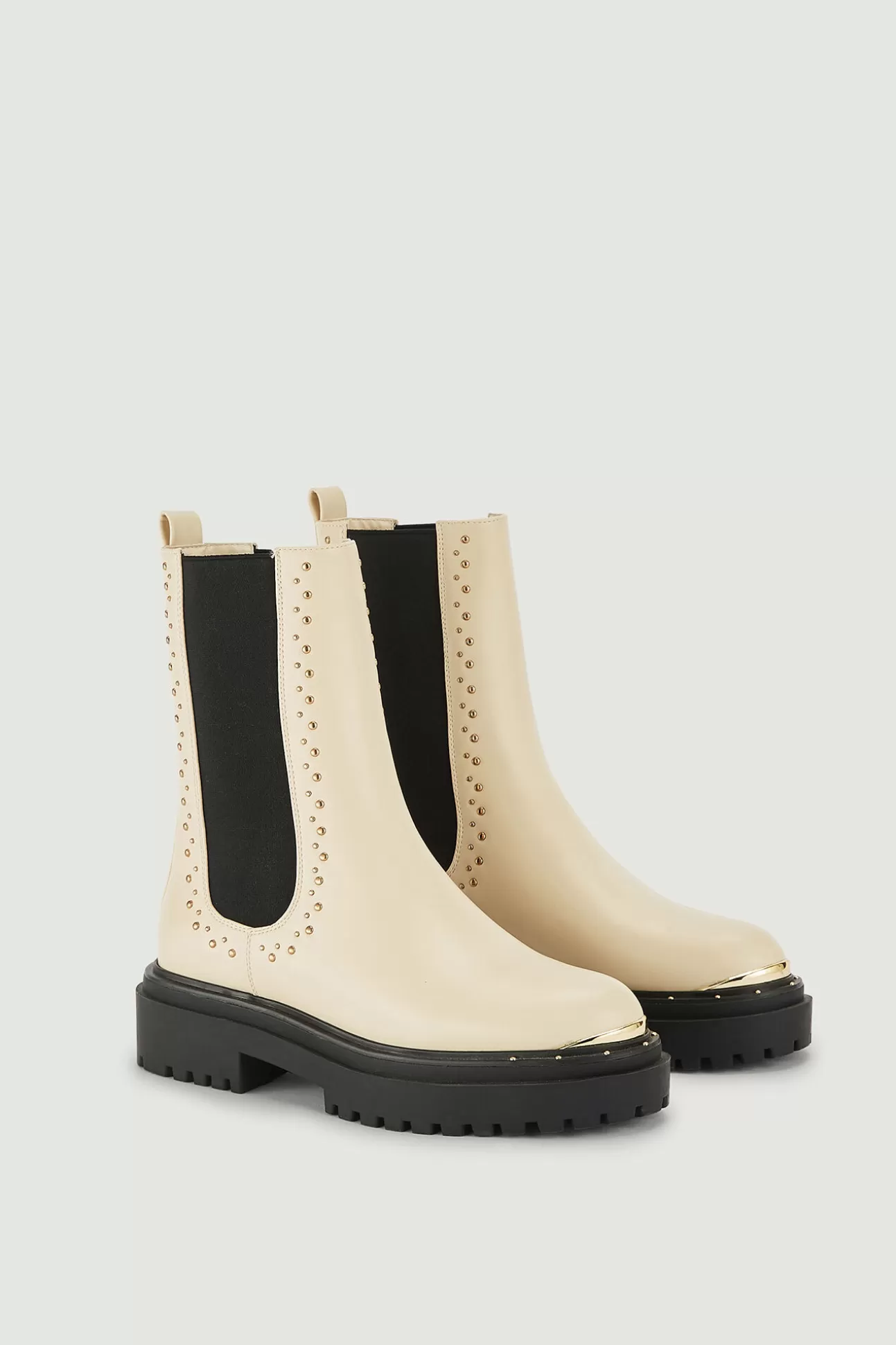 Cheap Botines Chelsea Polipiel Con Tachuelas Doradas Mujer Botas Y Botines