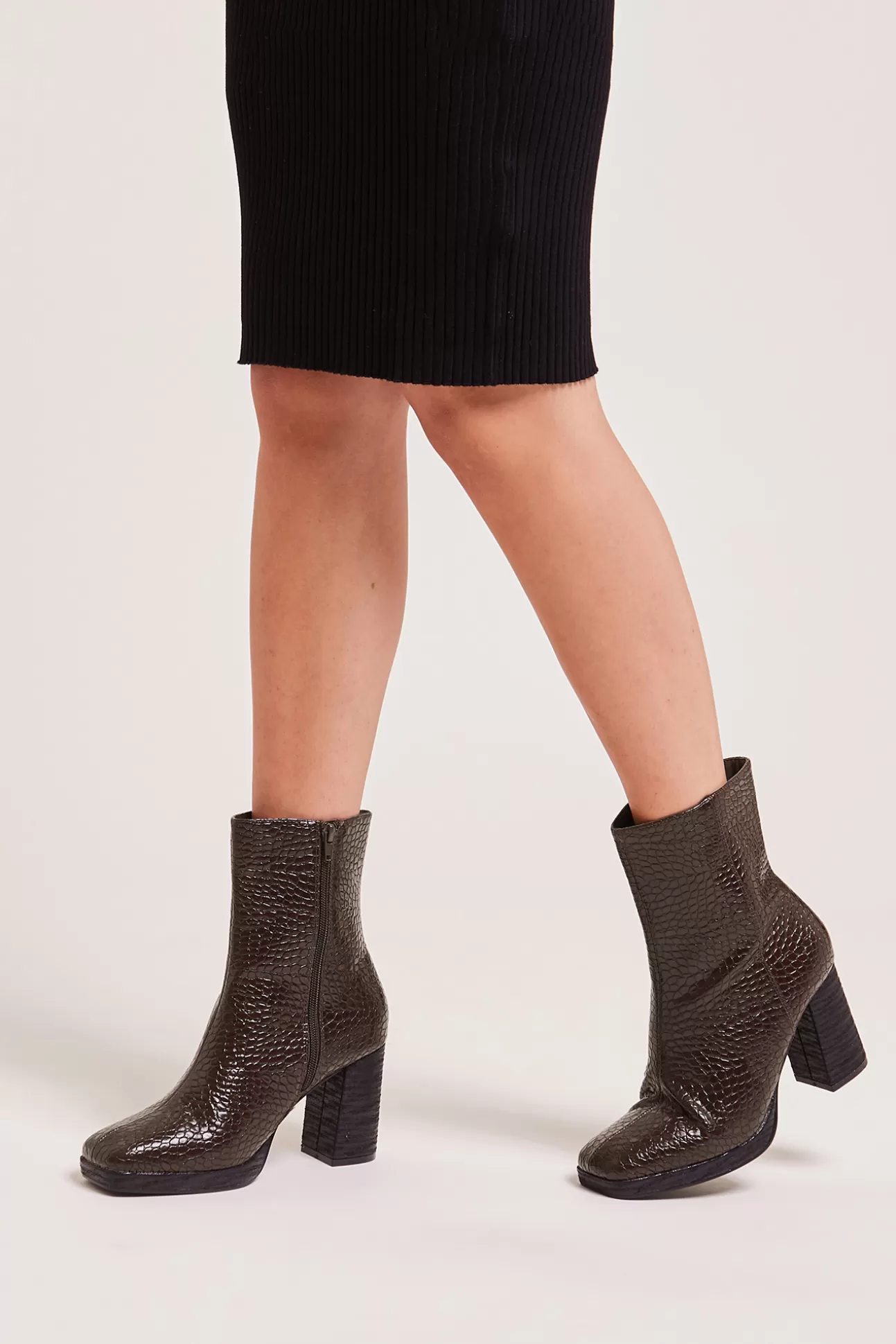 Best Botines De Punta Cuadrada Efecto Cocodrilo Mujer Botas Y Botines