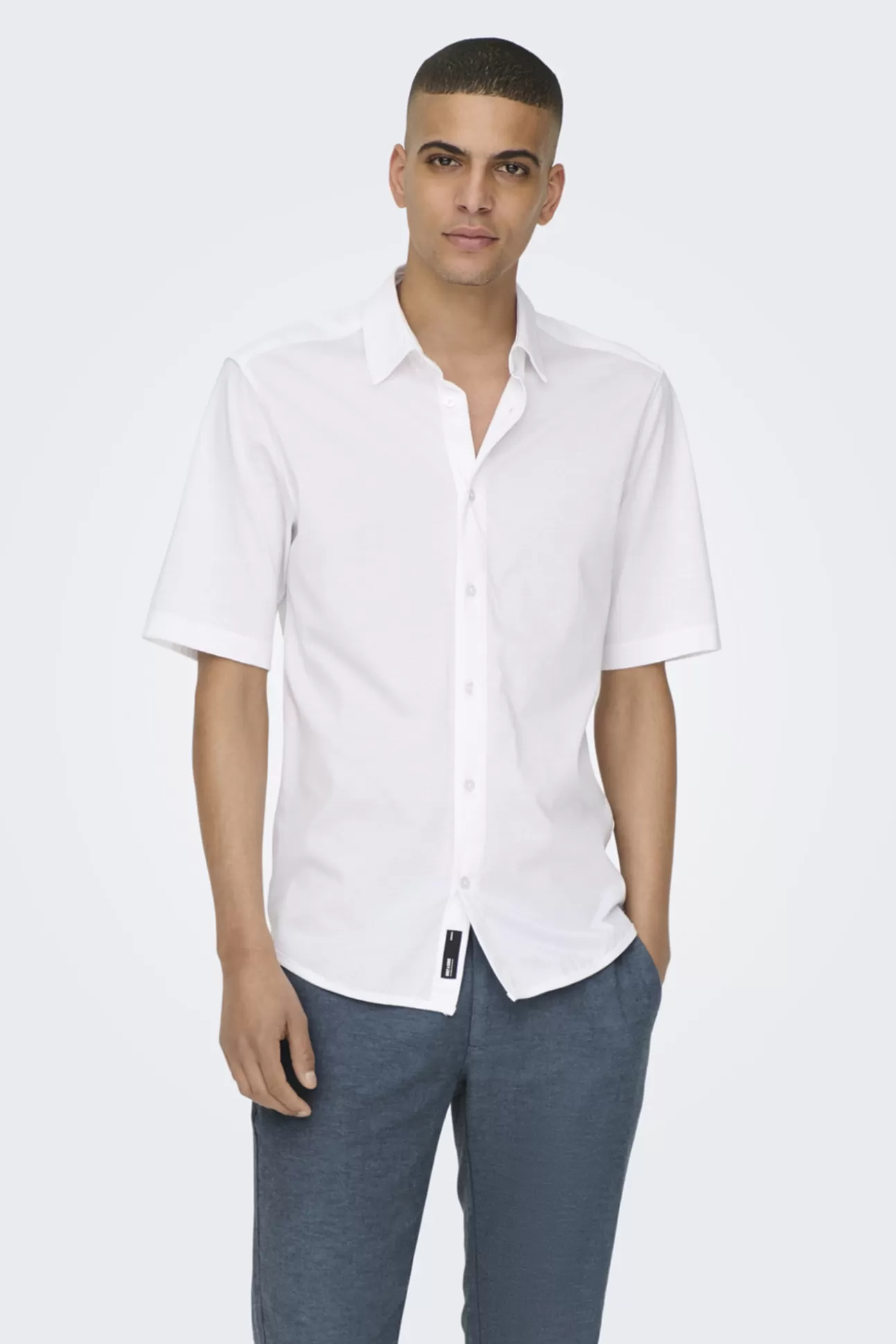 Outlet Camisa De Manga Larga Con Botones Hombre Camisas