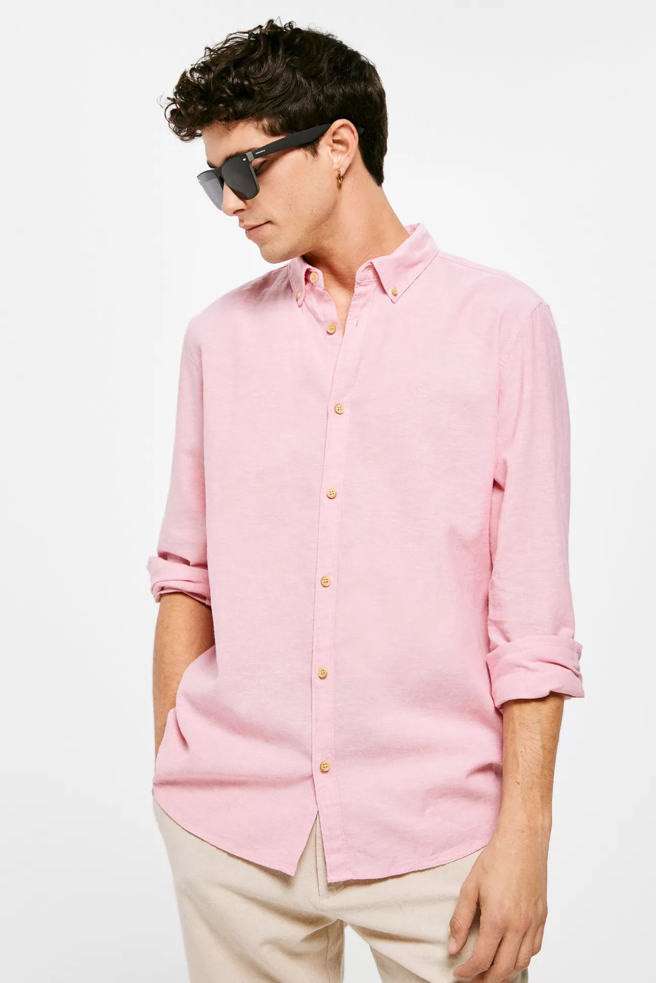 Cheap Camisa Lino Color Hombre Camisas