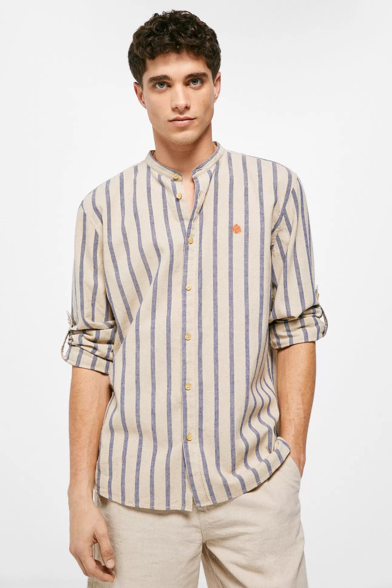 Fashion Camisa Lino Mao Hombre Camisas