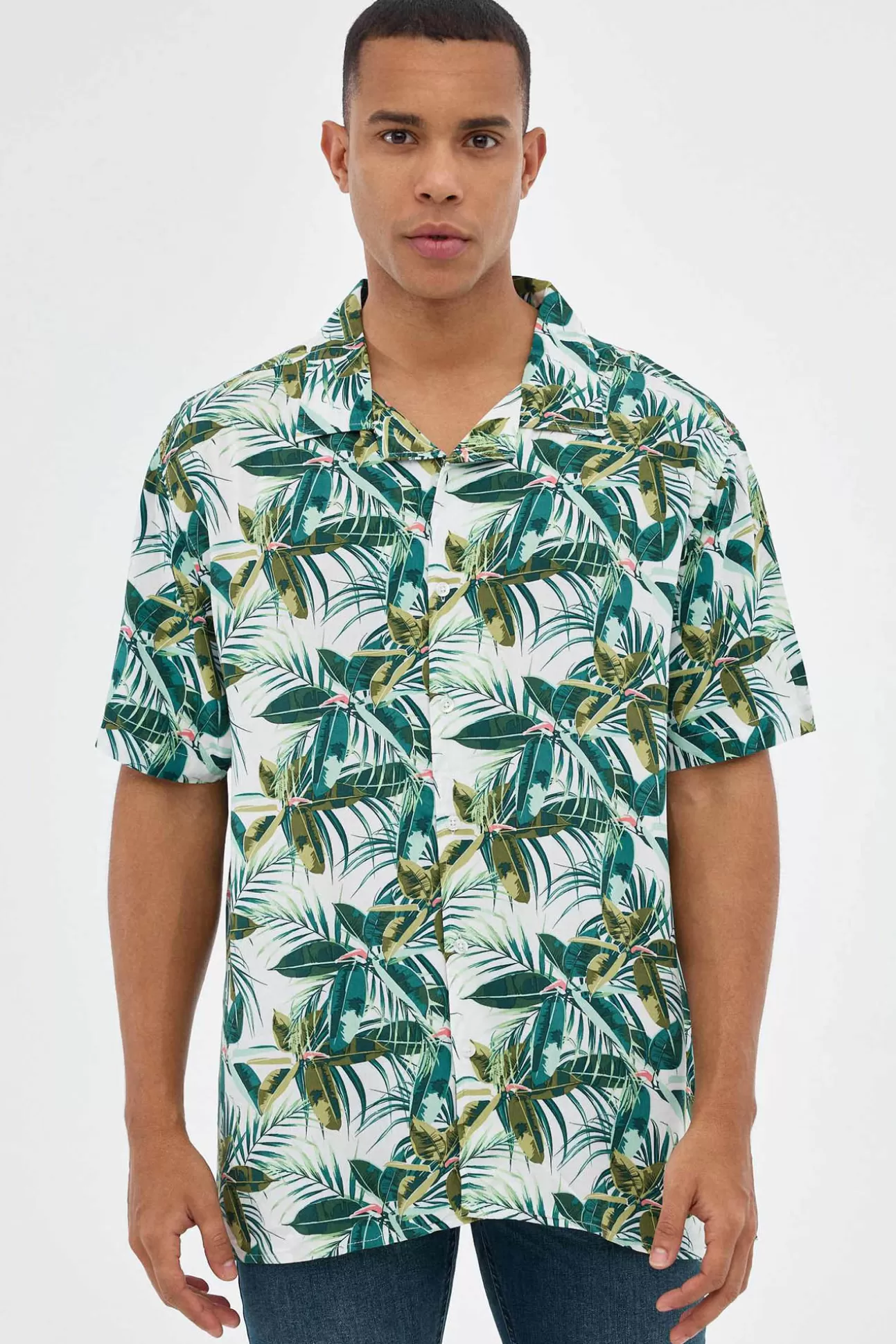 Cheap Camisa Print Flores Hombre Camisas