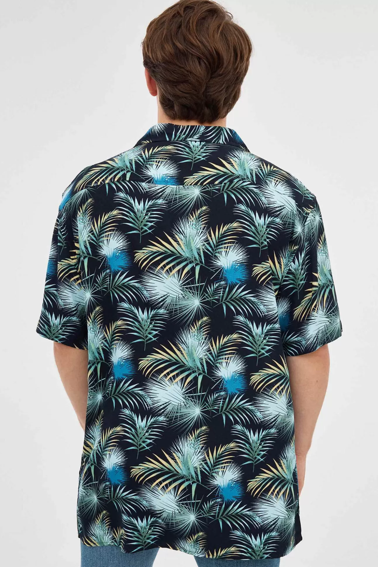 Best Camisa Print Hojas Hombre Camisas