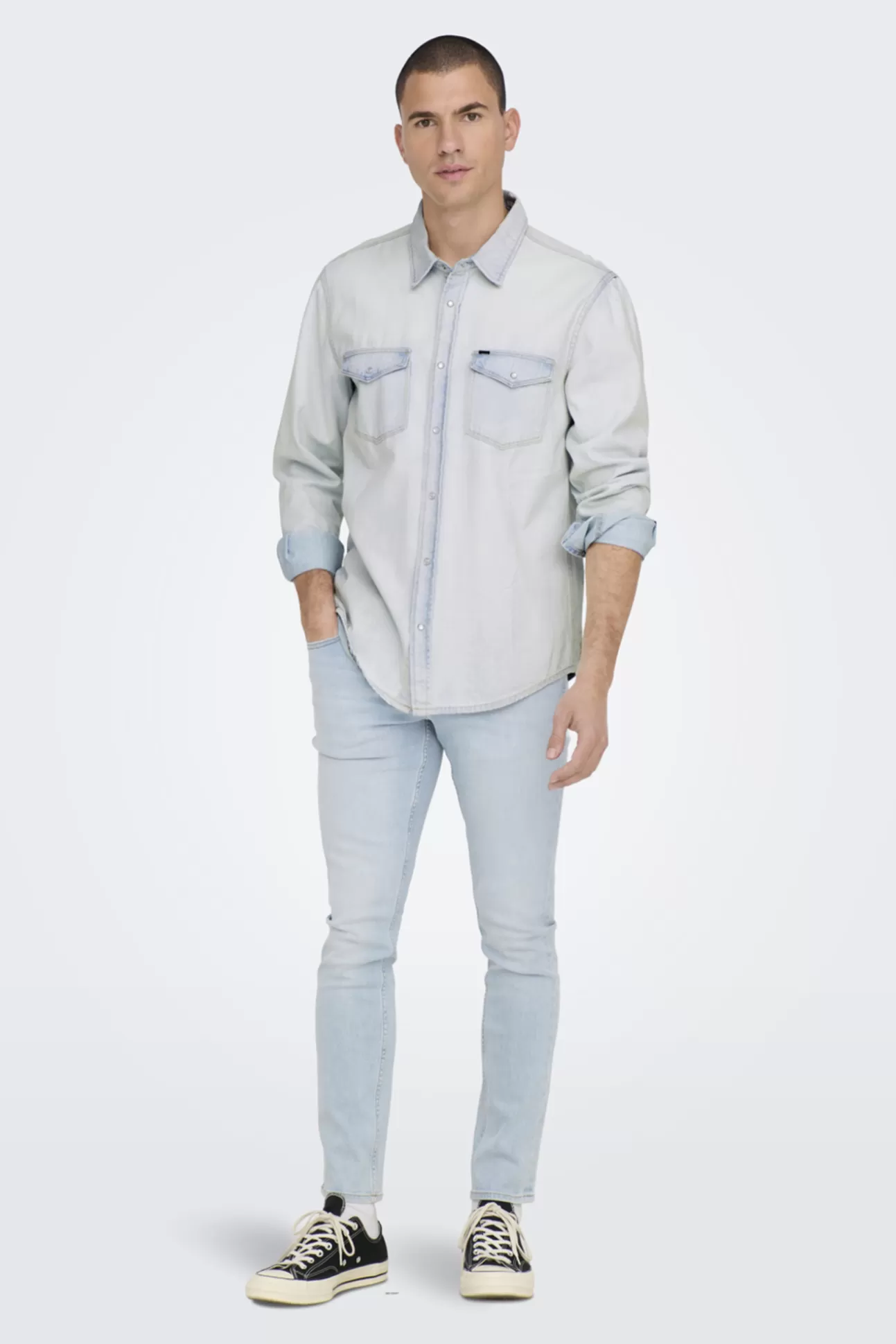 Best Camisa Tejido Denim Hombre Camisas