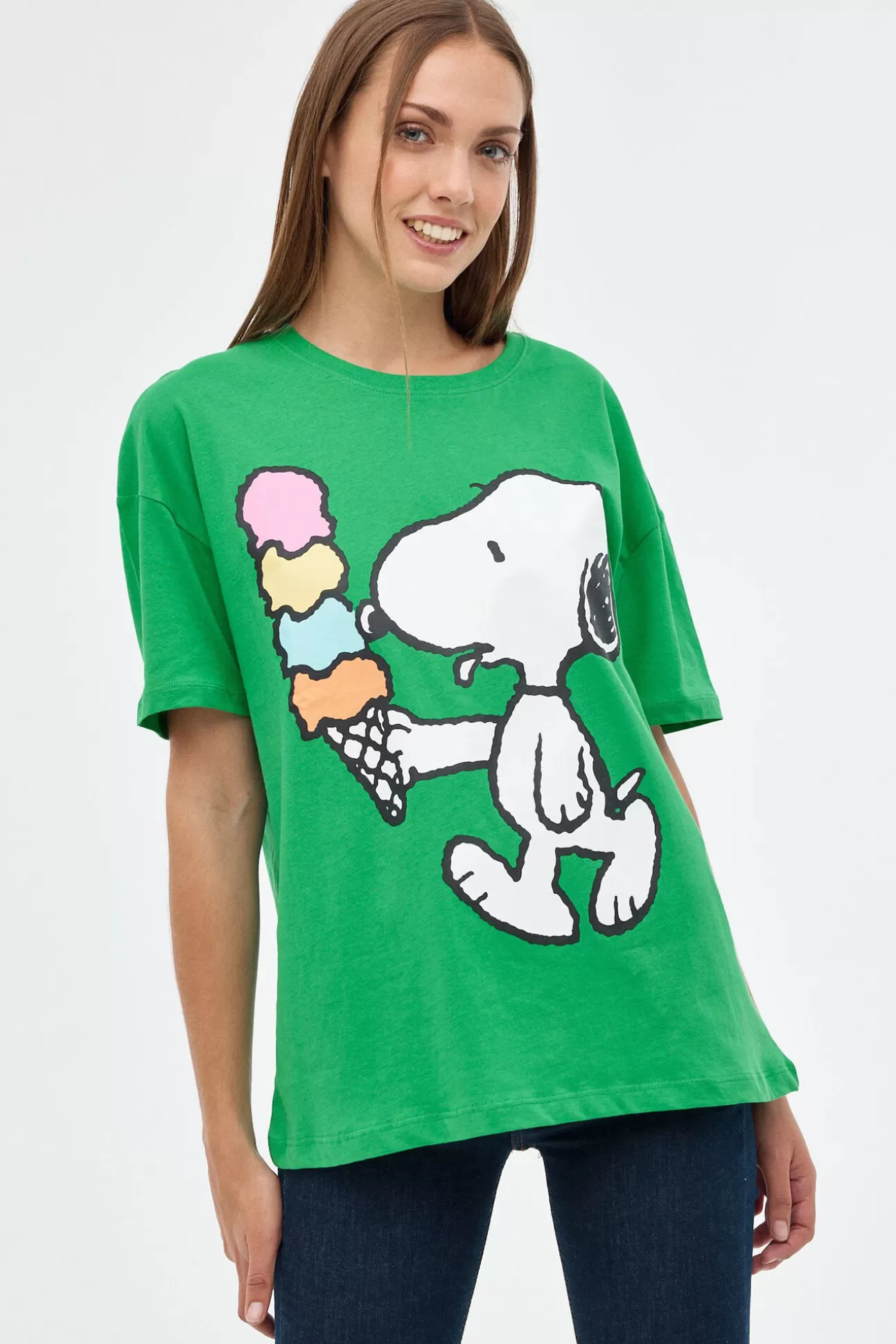 Clearance Camiseta Oversize Print Snoopy Mujer Licencias