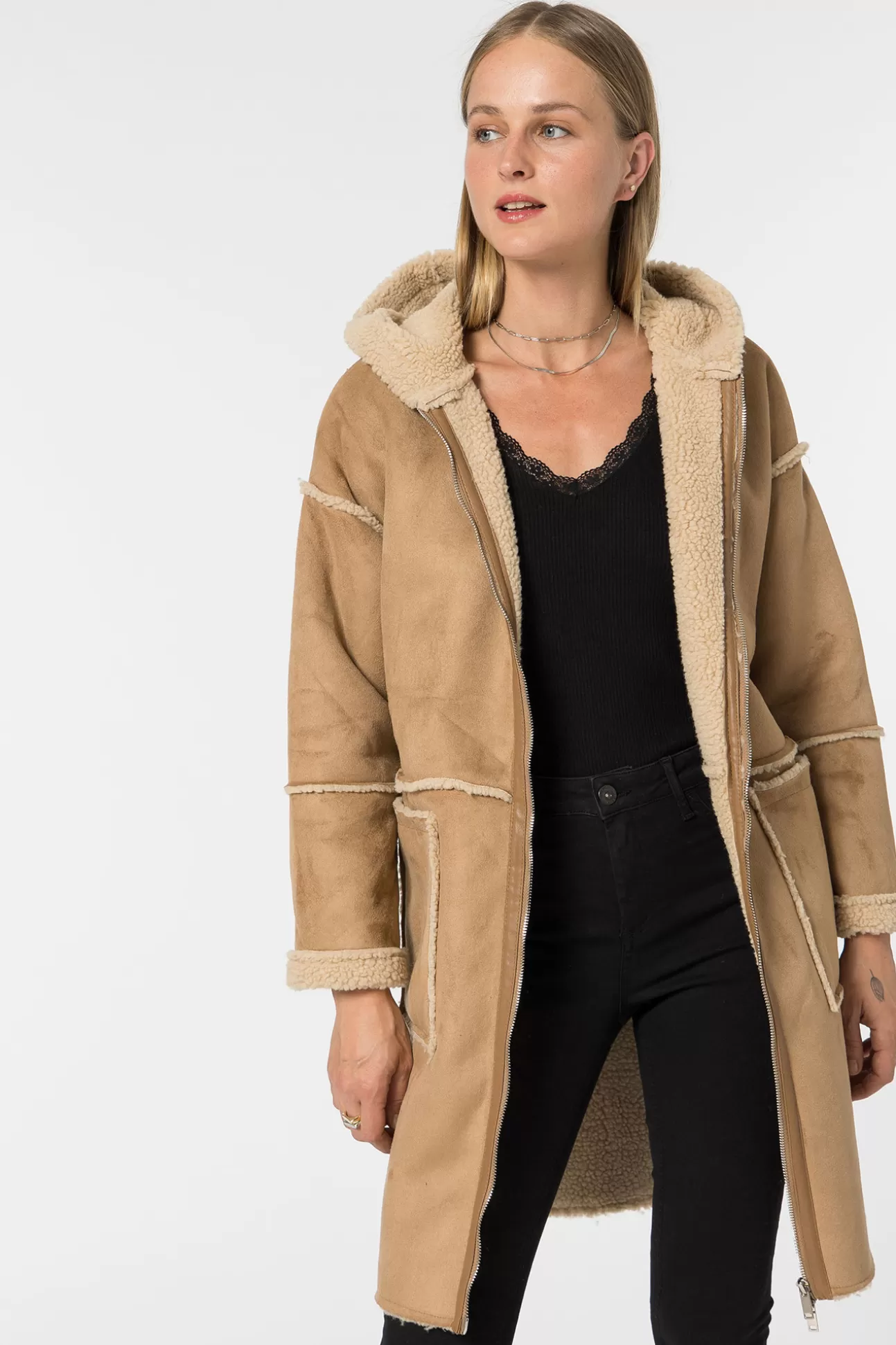 Cheap Chaqueta Oveja Polipiel Con Capucha Mujer Abrigos Y Parkas