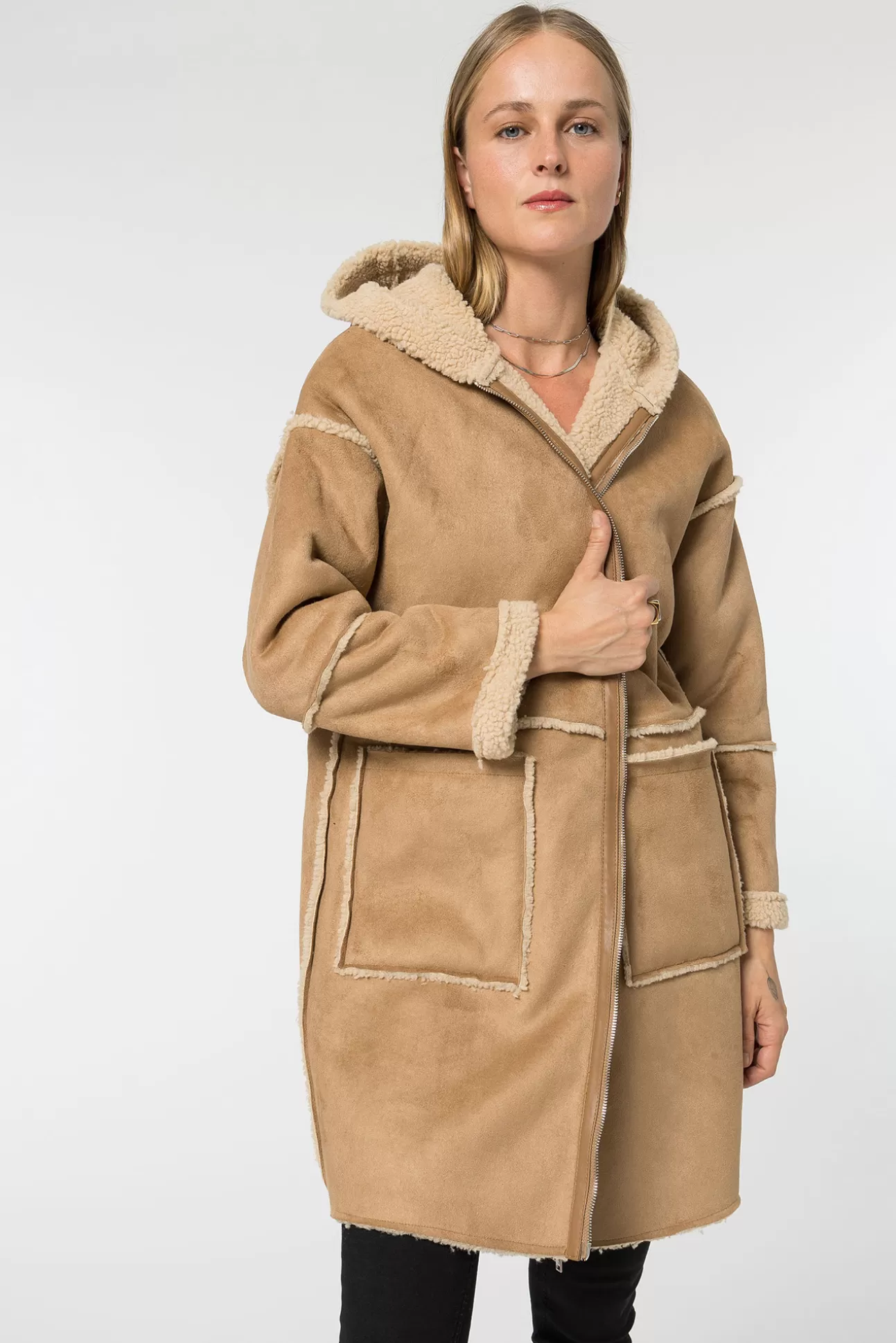 Cheap Chaqueta Oveja Polipiel Con Capucha Mujer Abrigos Y Parkas