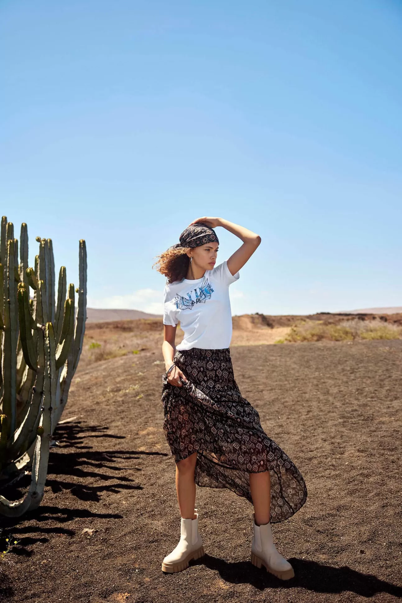 Sale Falda Larga Estampada Gasa Mujer Faldas