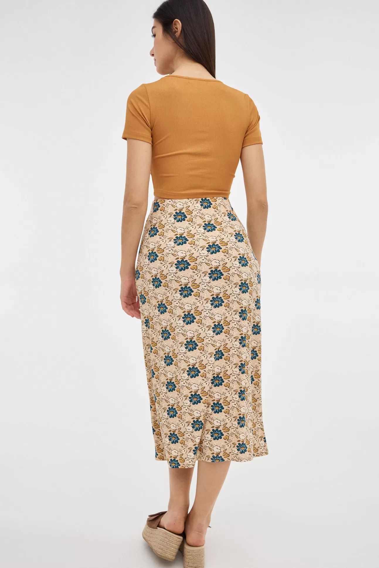 Discount Falda Midi Print Ajustada Mujer Faldas