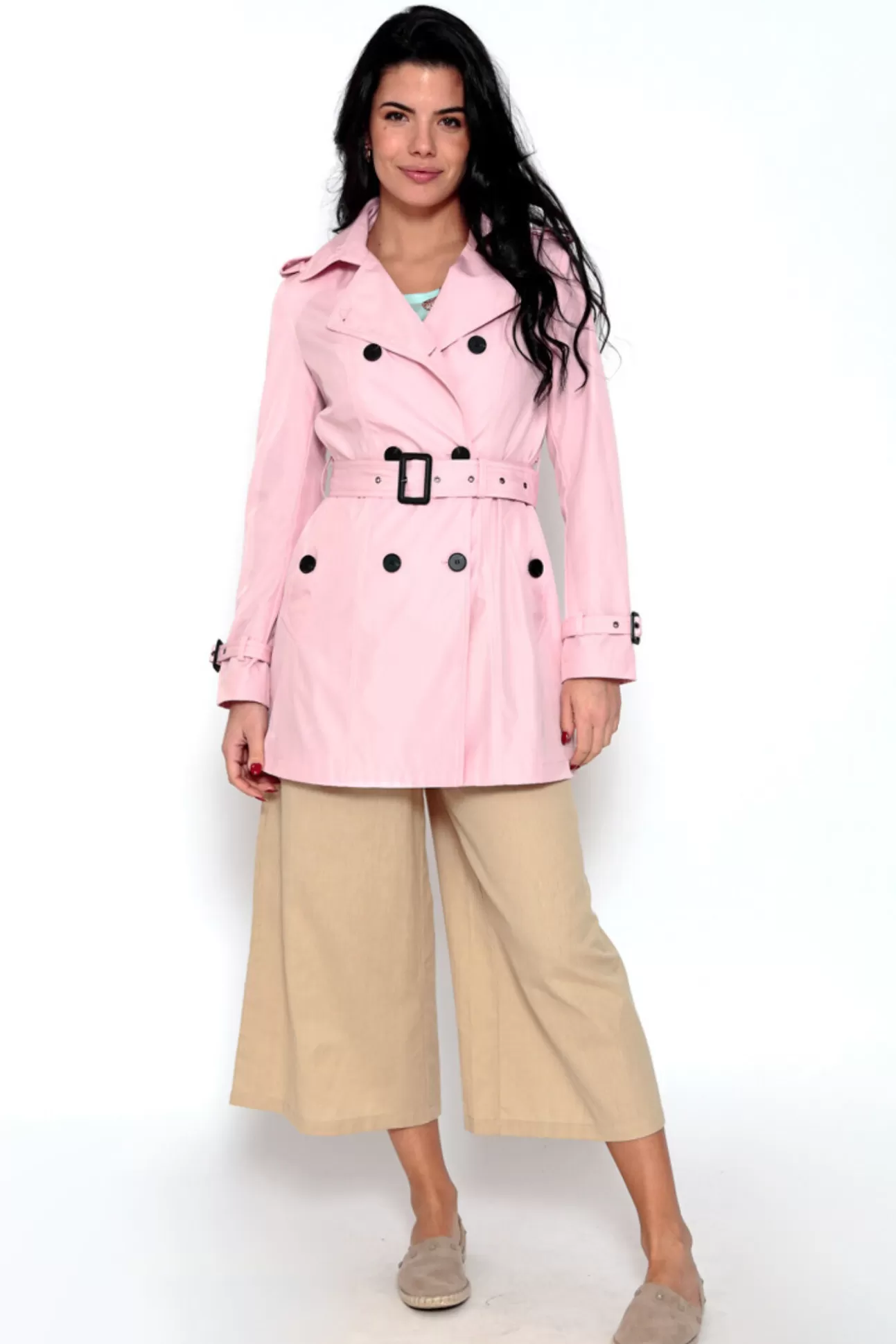 Best Gabardina Abotonada Con Cinturon Mujer Abrigos Y Parkas