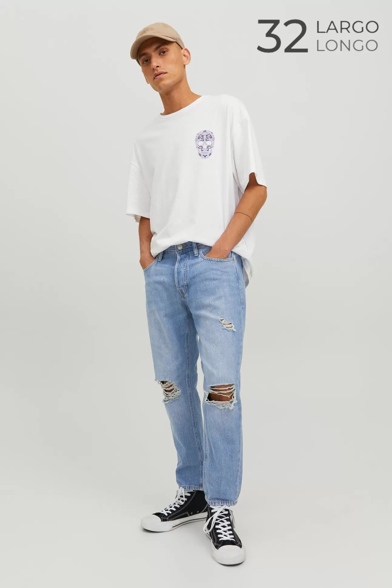 Fashion Jeans Frank Azul Cropped Hombre Jeans