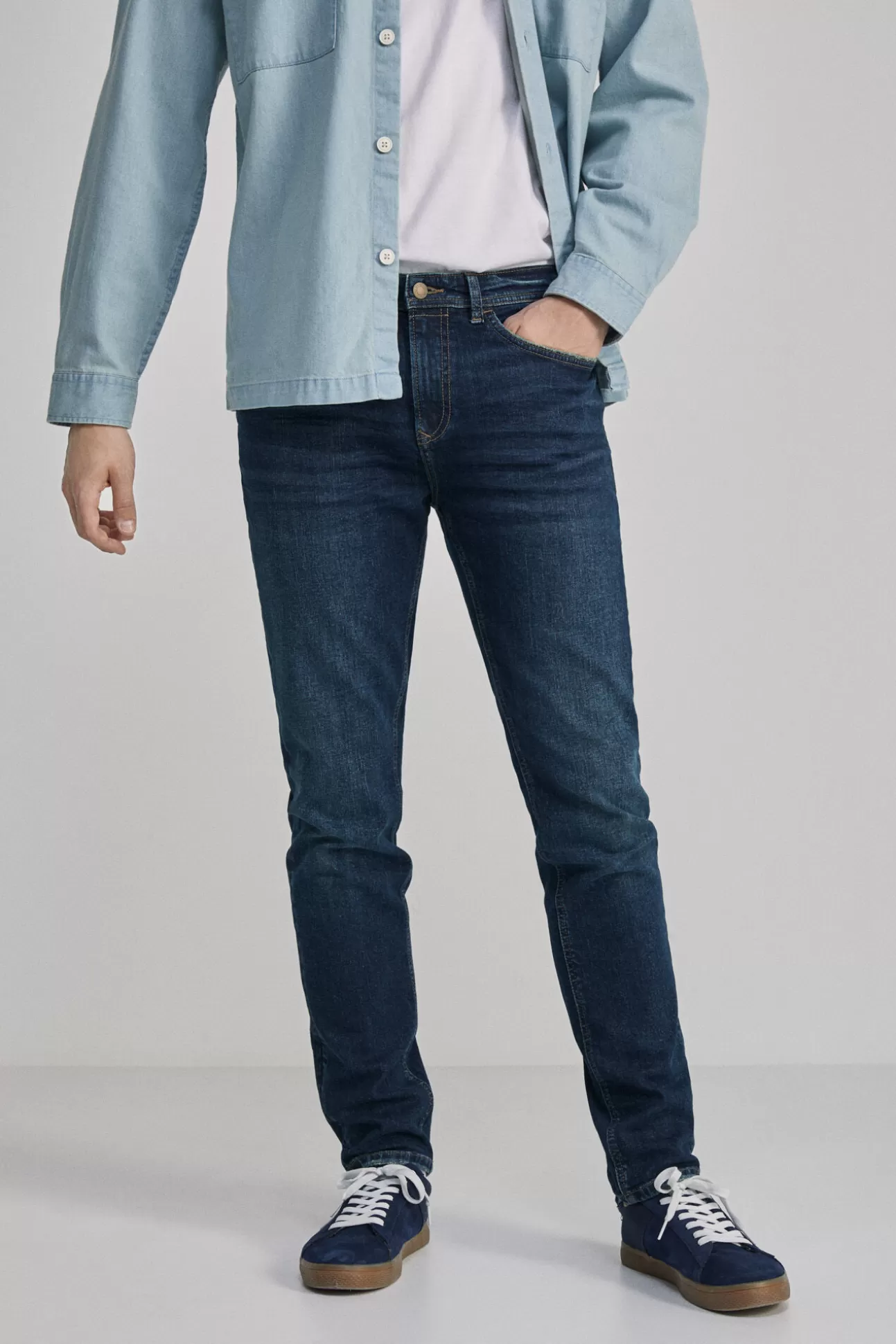 Cheap Jeans Slim Lavado Oscuro Ensuciado Hombre Jeans