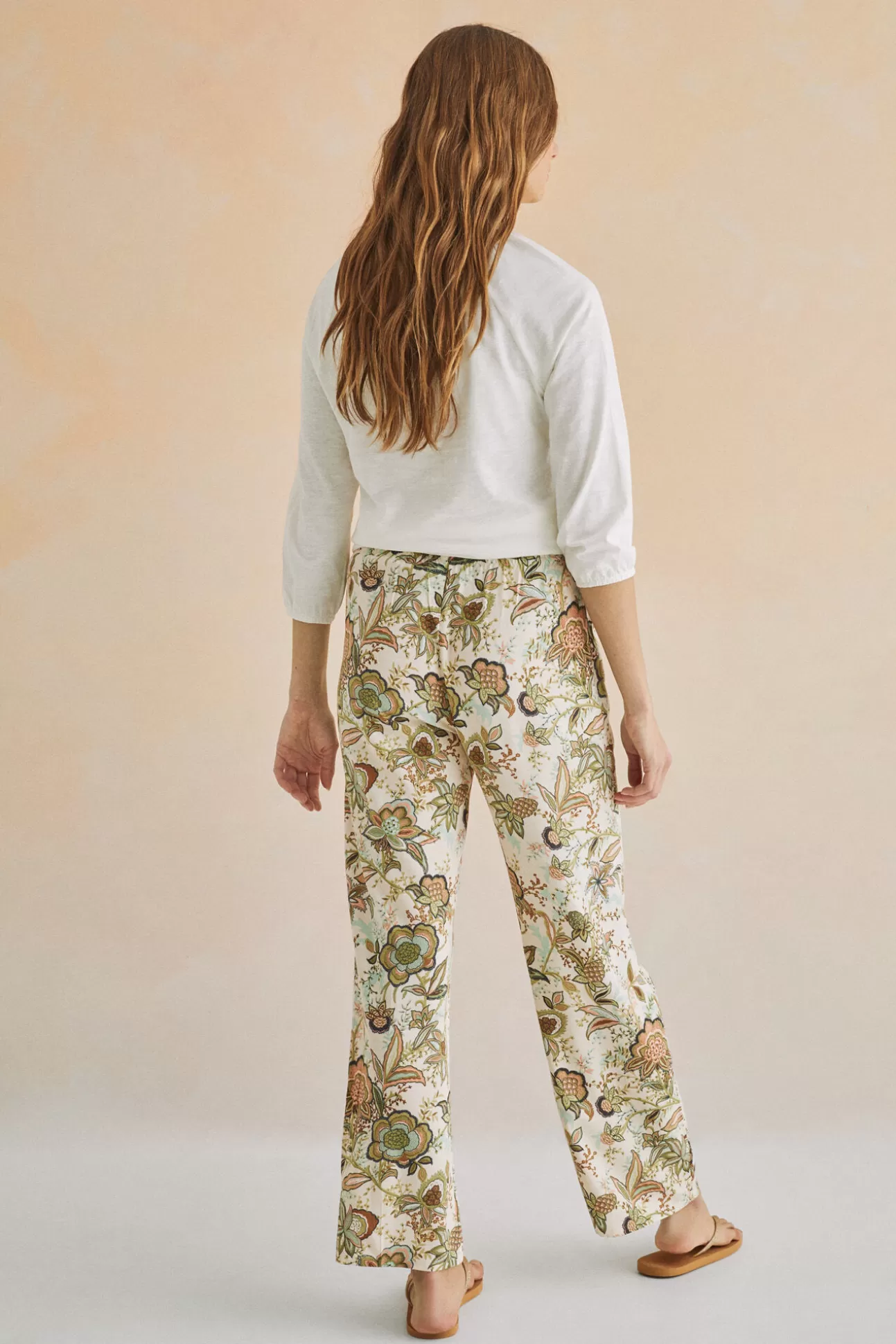 Outlet Pantalon Largo Recto Estampado Mujer Pijamas