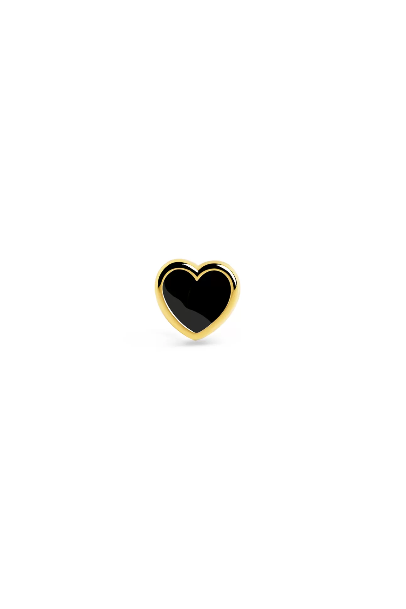 Hot Pendiente Suelto Heart Black Enamel Oro Mujer Bisutería