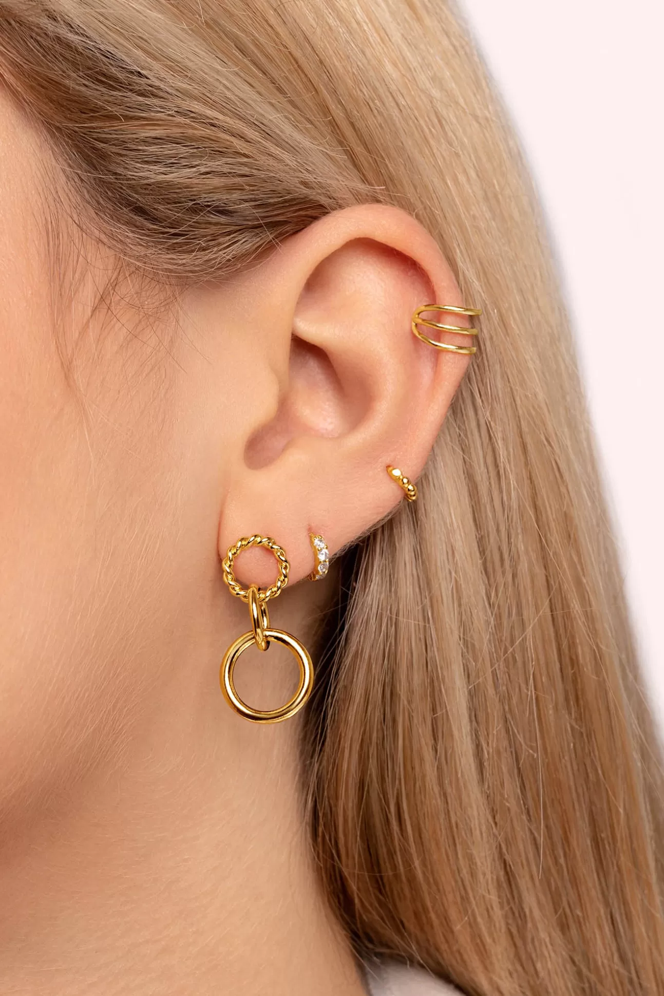 New Pendientes Circles Twist Baño Oro Mujer Bisutería