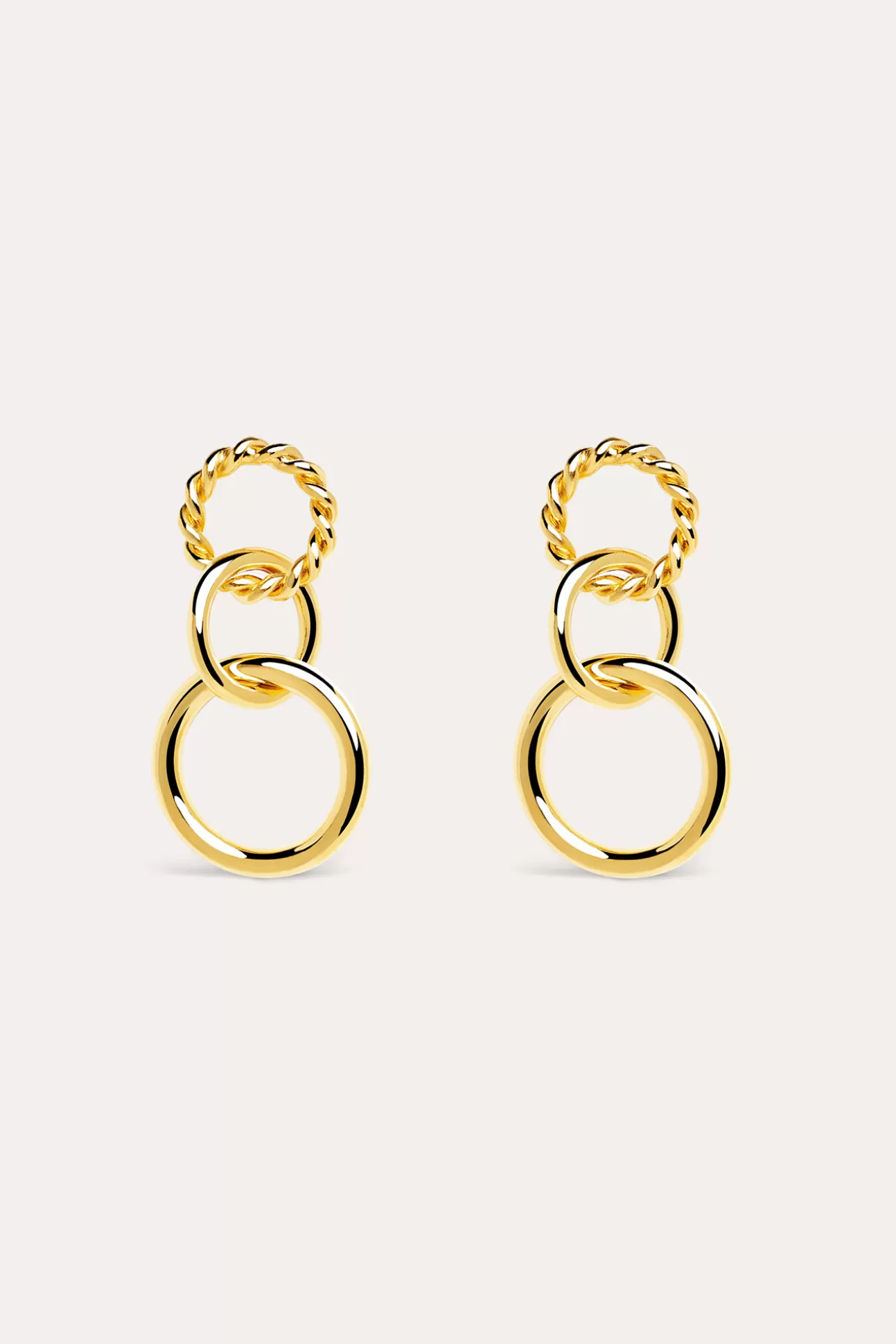 New Pendientes Circles Twist Baño Oro Mujer Bisutería