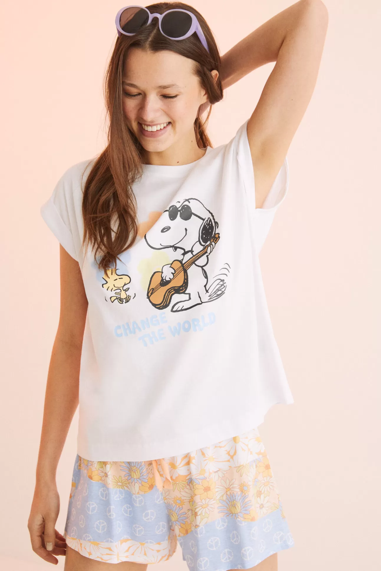 Cheap Pijama Corto 100% Algodon Snoopy Hippie Mujer Licencias