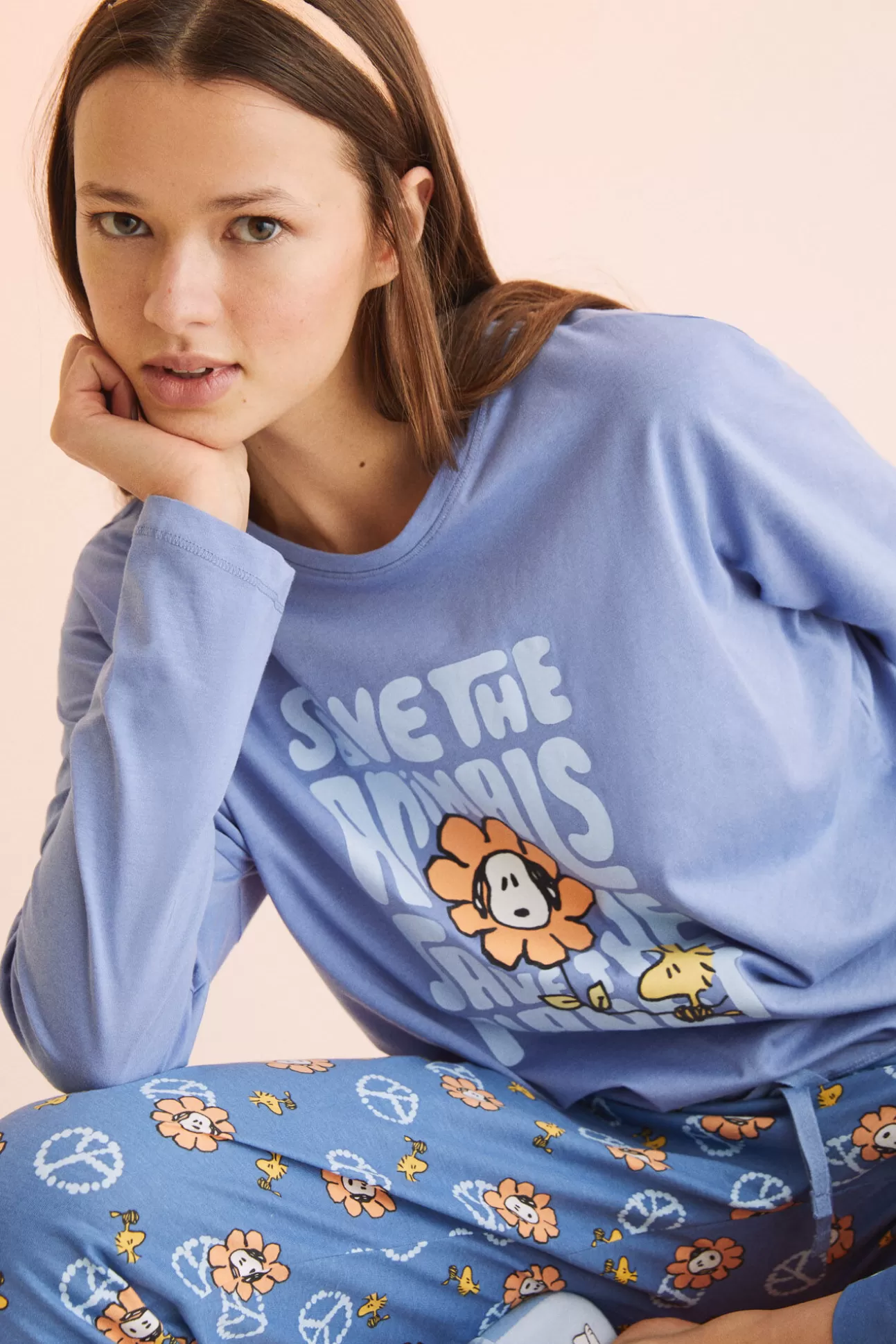 New Pijama Largo 100% Algodon Snoopy Mujer Pijamas