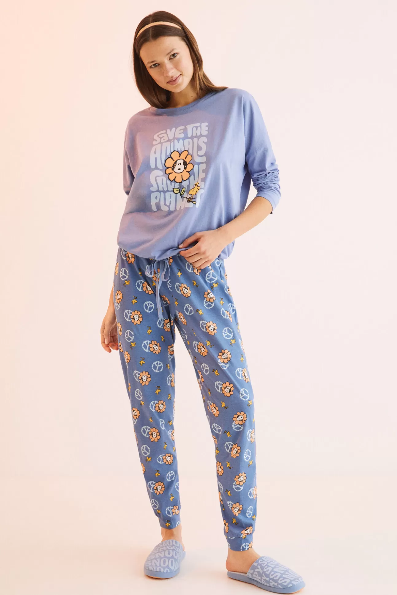 New Pijama Largo 100% Algodon Snoopy Mujer Pijamas