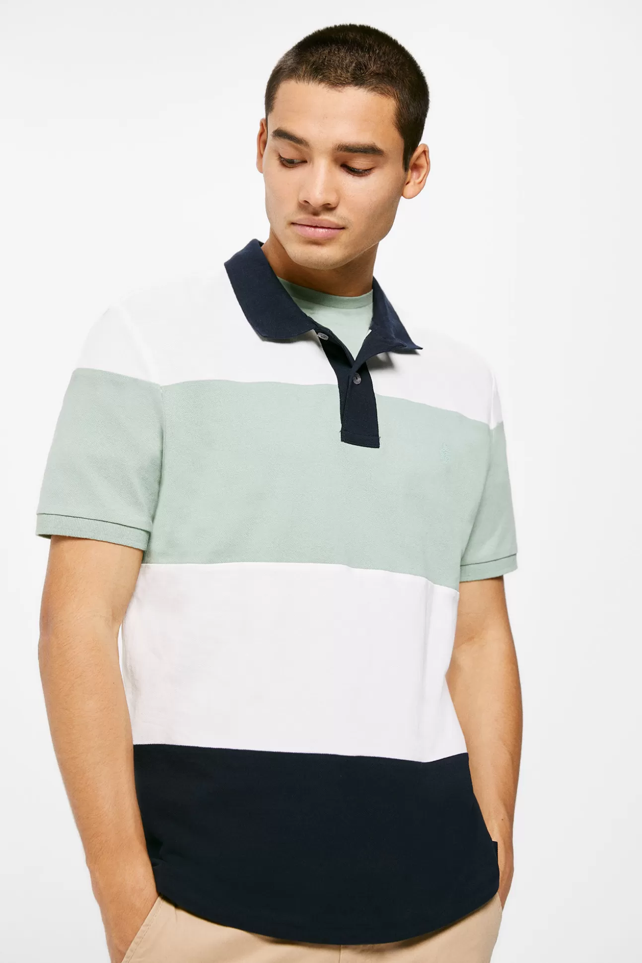 Cheap Polo Pique Color Block Hombre Polos