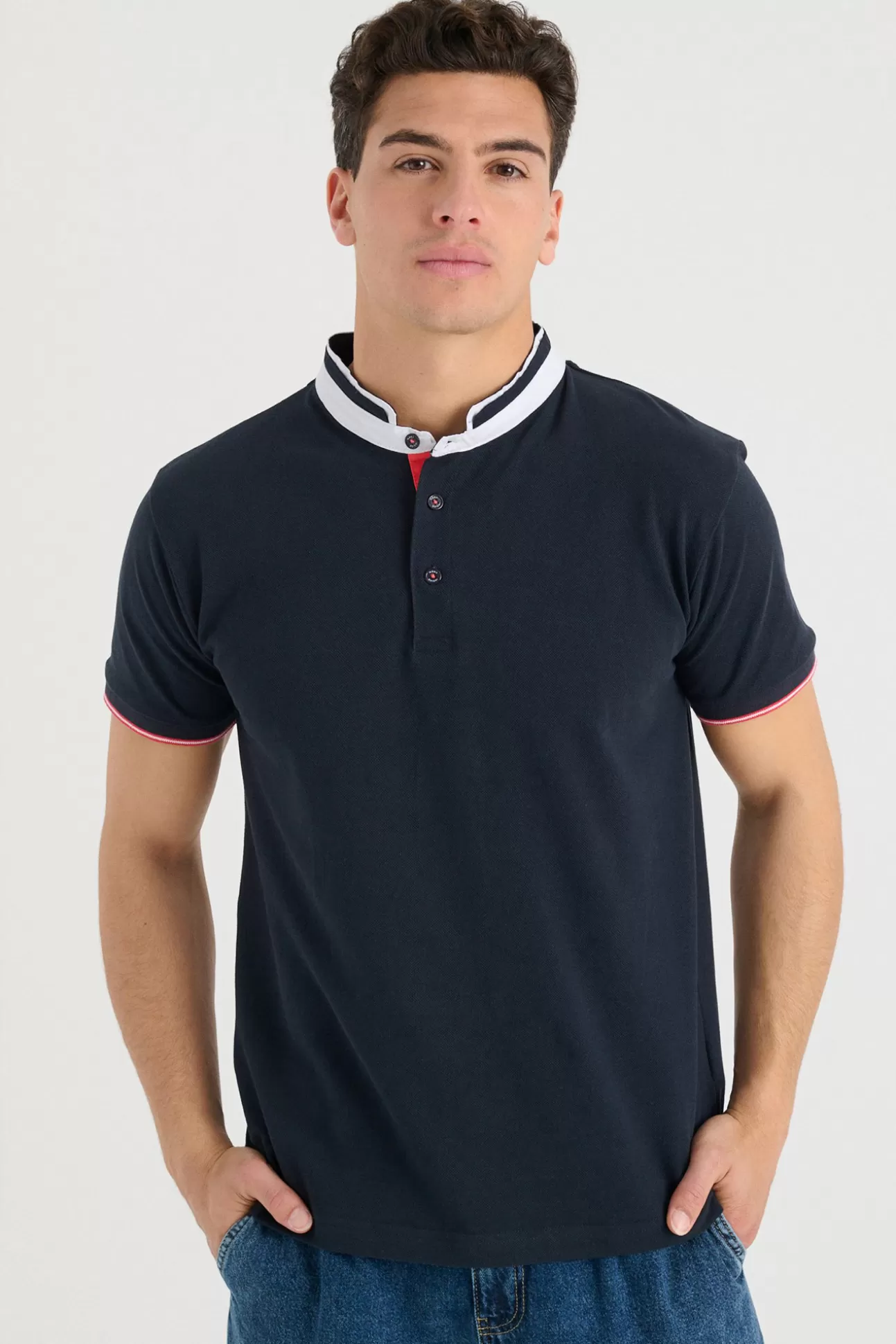 Hot Polo Pique Cuello Mao Hombre Polos