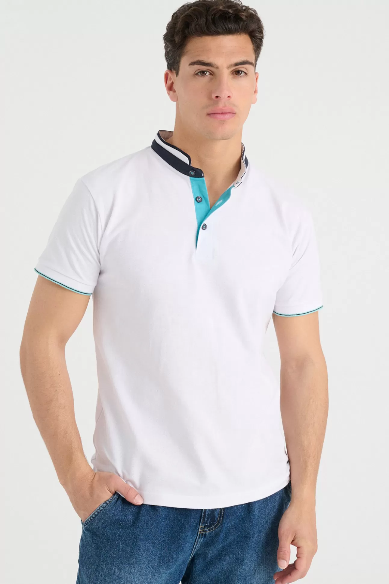 Sale Polo Pique Cuello Mao Hombre Polos