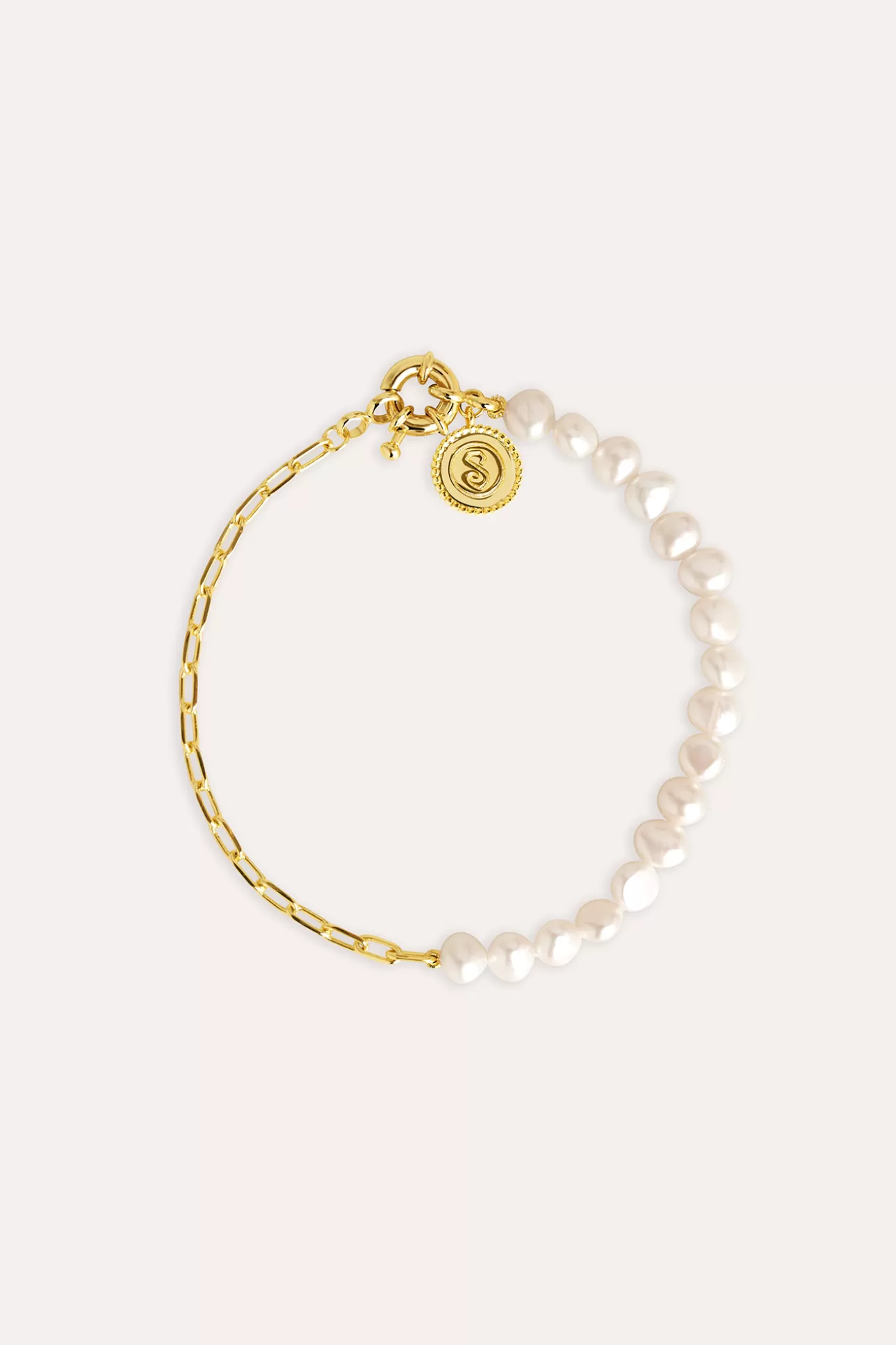 New Pulsera Chic Pearl Baño Oro Mujer Bisutería