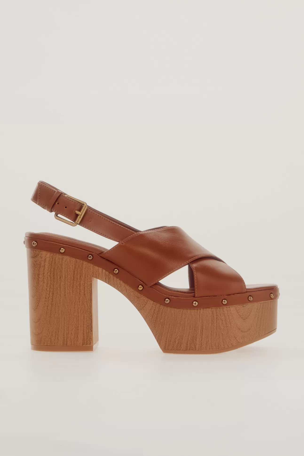 Sale Sandalia Plataforma Estilo Madera Mujer Tacones