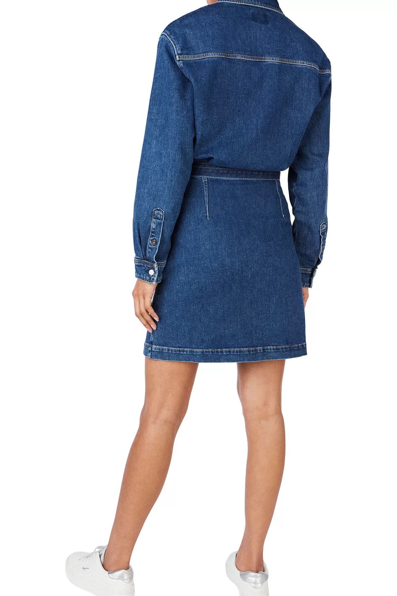 Sale Vestido Denim Camisero Lavado Oscuro Mujer Vestidos Y Monos