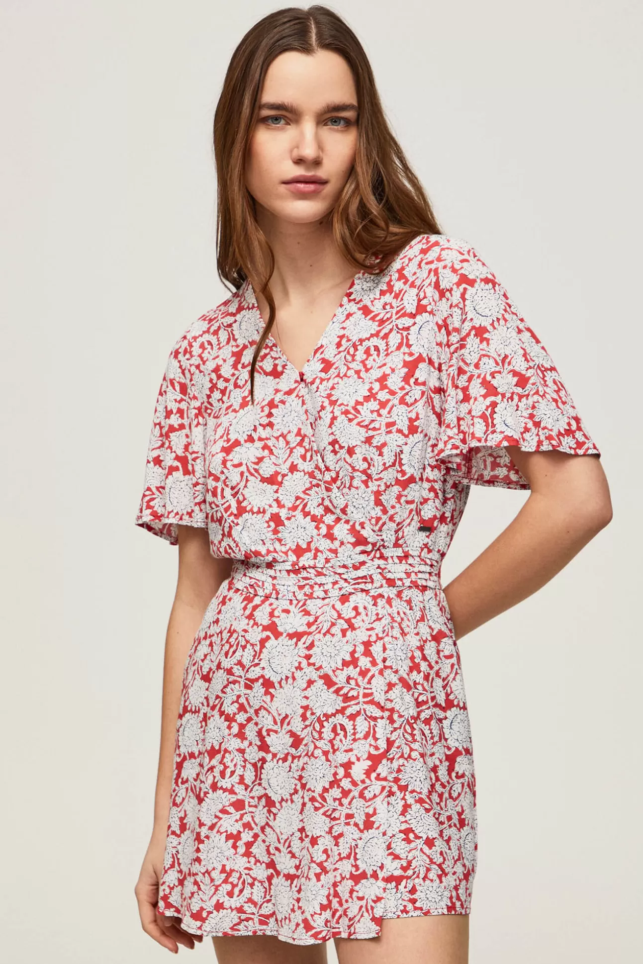 Clearance Vestido Manga Corta Con Estampado. Mujer Vestidos Y Monos